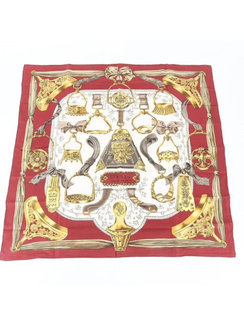 Hermes Carre 90 Etriers Stirrup Silk 100% Scarf